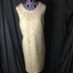 Yellow Sleeveless Lace Belle Badgley Mischka Dress